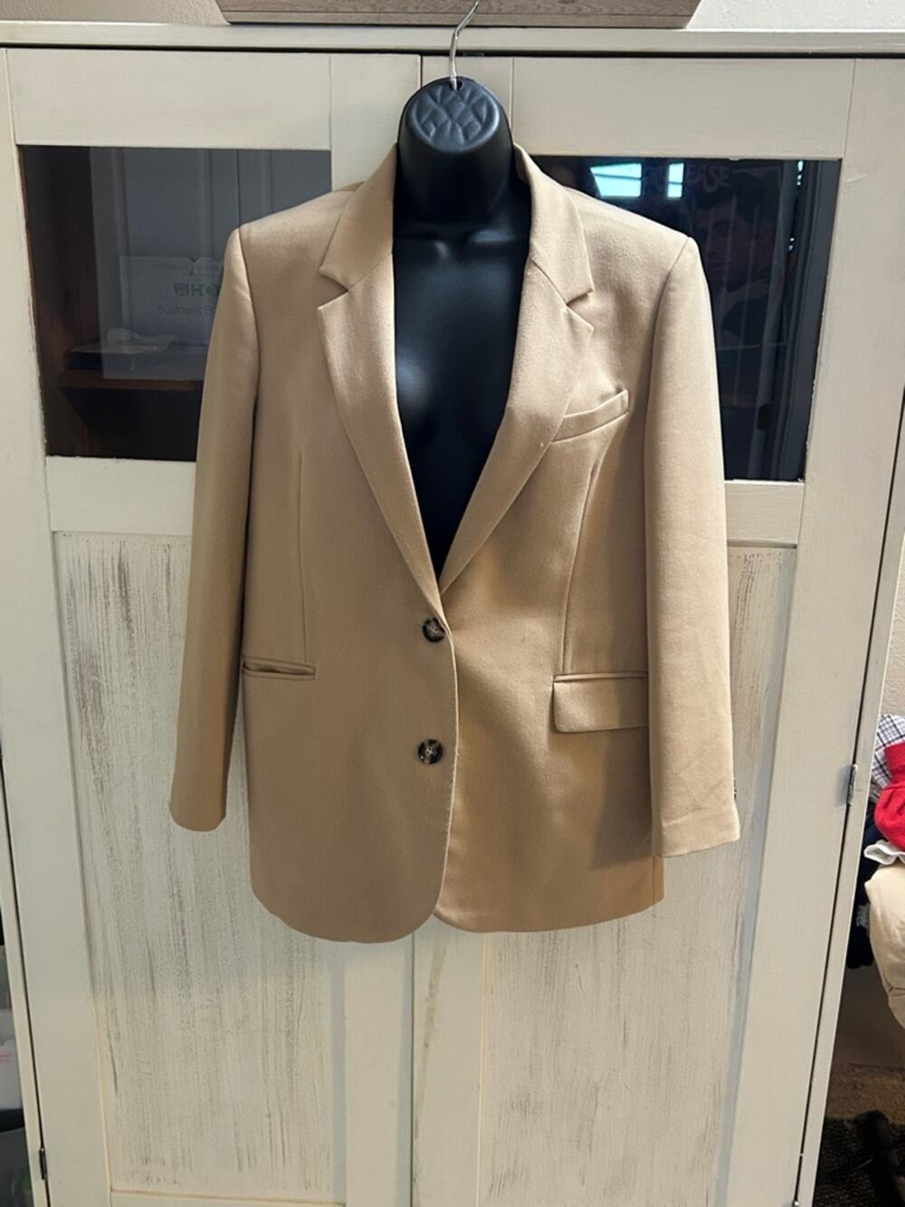 Zara Tan Single-Breasted Blazer